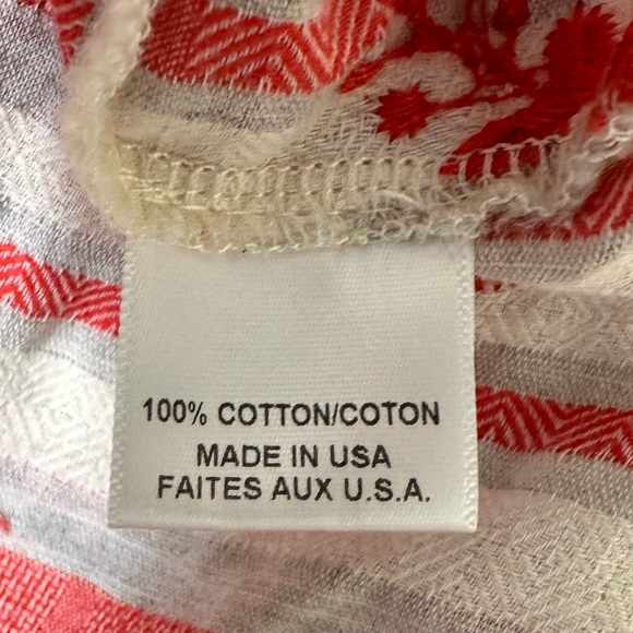 EUC MISA LA White Red Stripes Off Shoulder Tie Straps Oversize Collar Pullover L - Picture 11 of 12